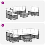 Outdoor Sofa Set 8 pcs Natural and Cream Polyester