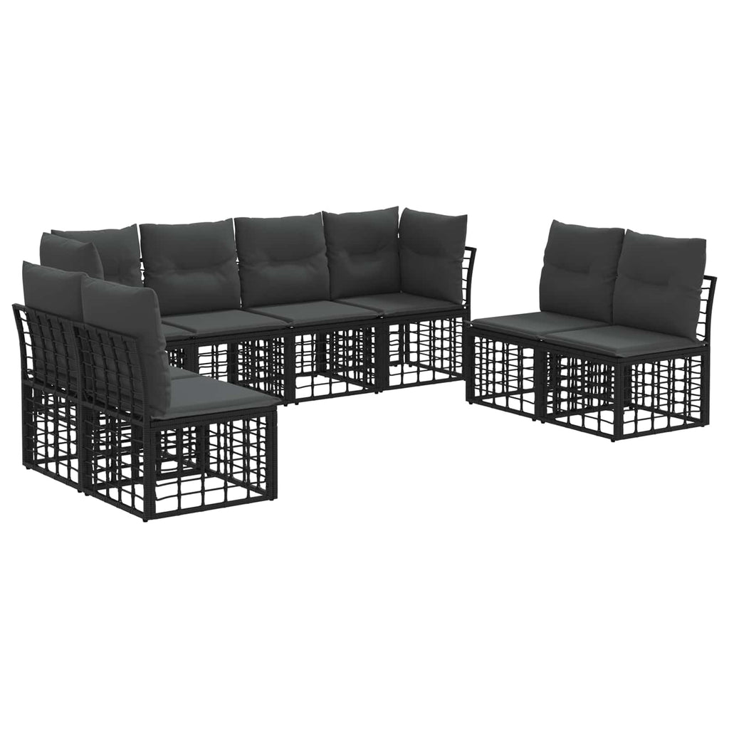 Conjunto de sofás de exterior Negro Poliéster