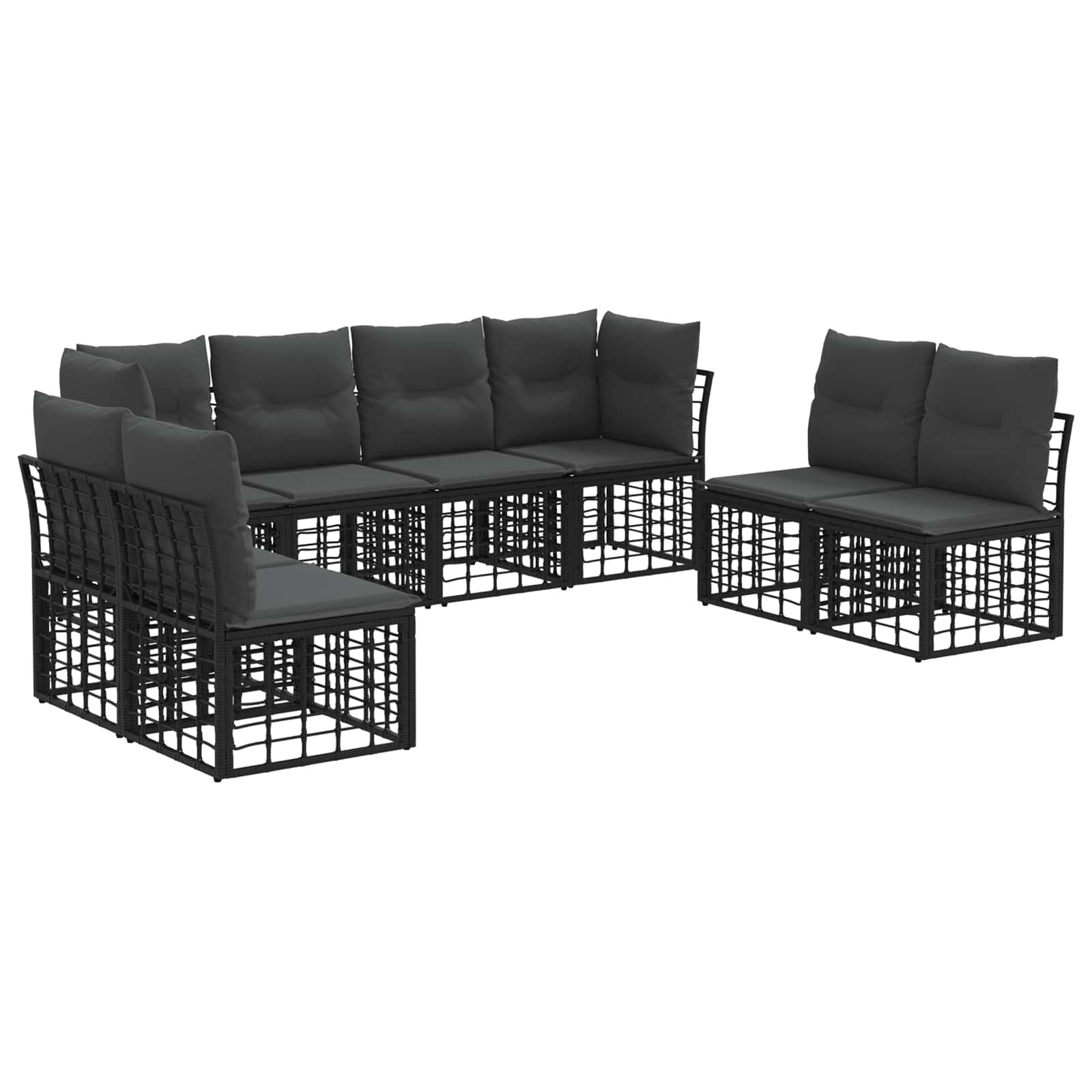 Conjunto de sofás de exterior Negro Poliéster