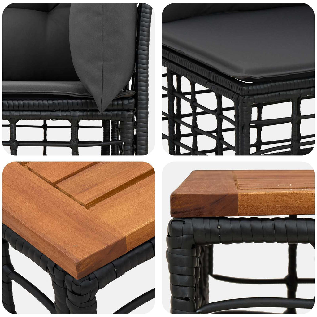 Conjunto de sofás de exterior 9 pcs Negro y Gris oscuro