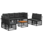 Conjunto de sofás de exterior 9 pcs Negro y Gris oscuro