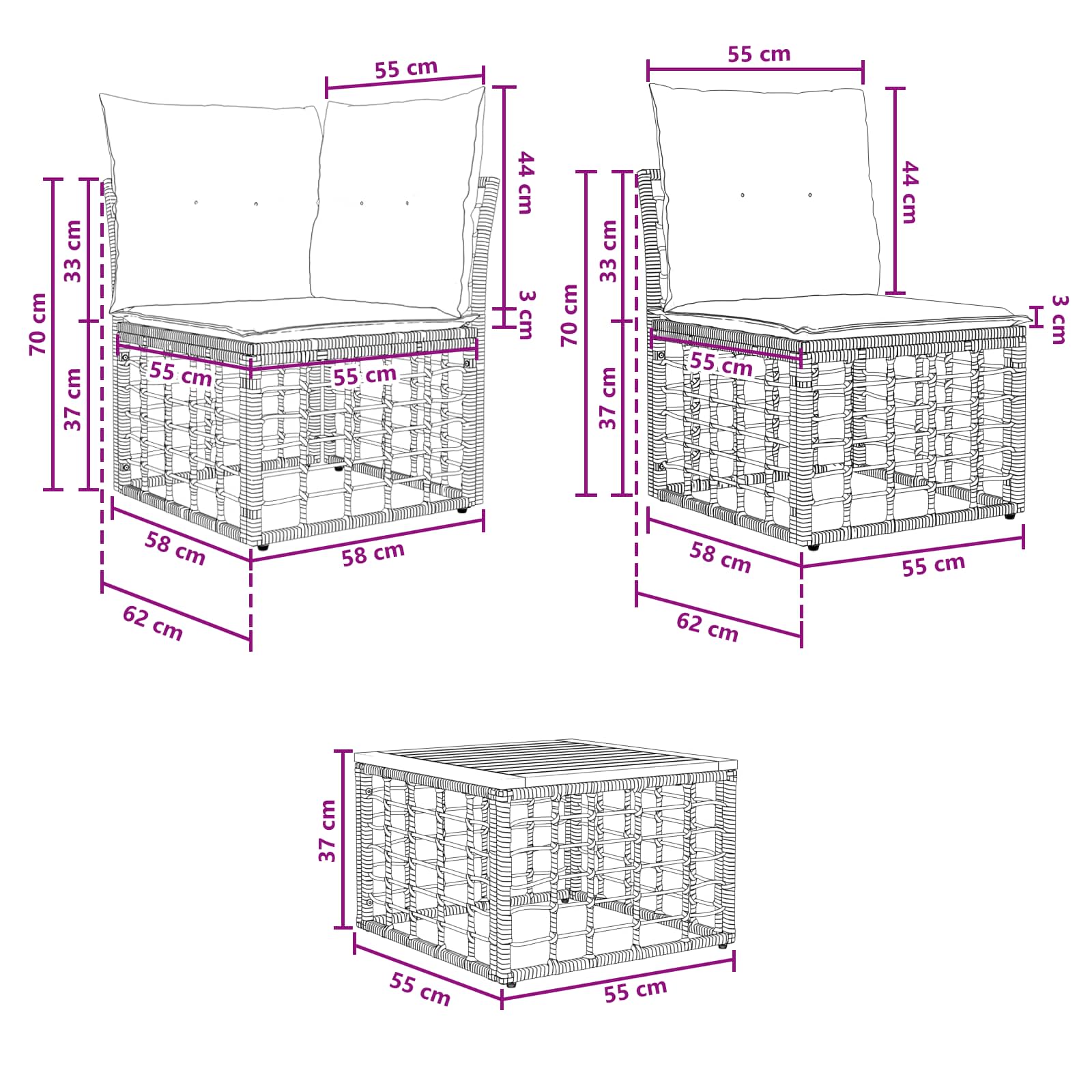 Conjunto de sofás de exterior 9 pcs Natural y Crema Poliéster