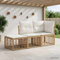 Conjunto de Sofás de Exterior com Almofada 3 pcs Natural Poliéster