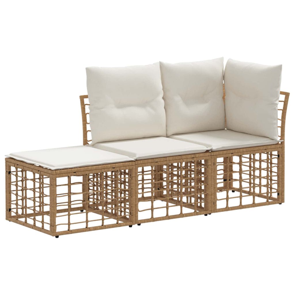 Conjunto de sofás de exterior con cojín 3 pcs Natural Poliéster