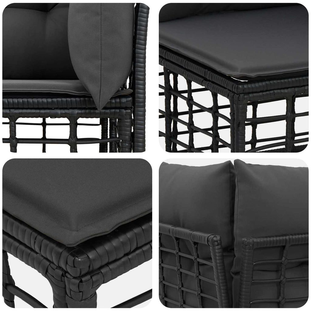Conjunto de sofás de exterior Negro Poliéster