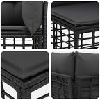 Conjunto de sofás de exterior Negro Poliéster
