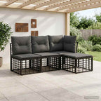 Conjunto de sofás de exterior Negro Poliéster