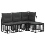 Conjunto de sofás de exterior Negro Poliéster