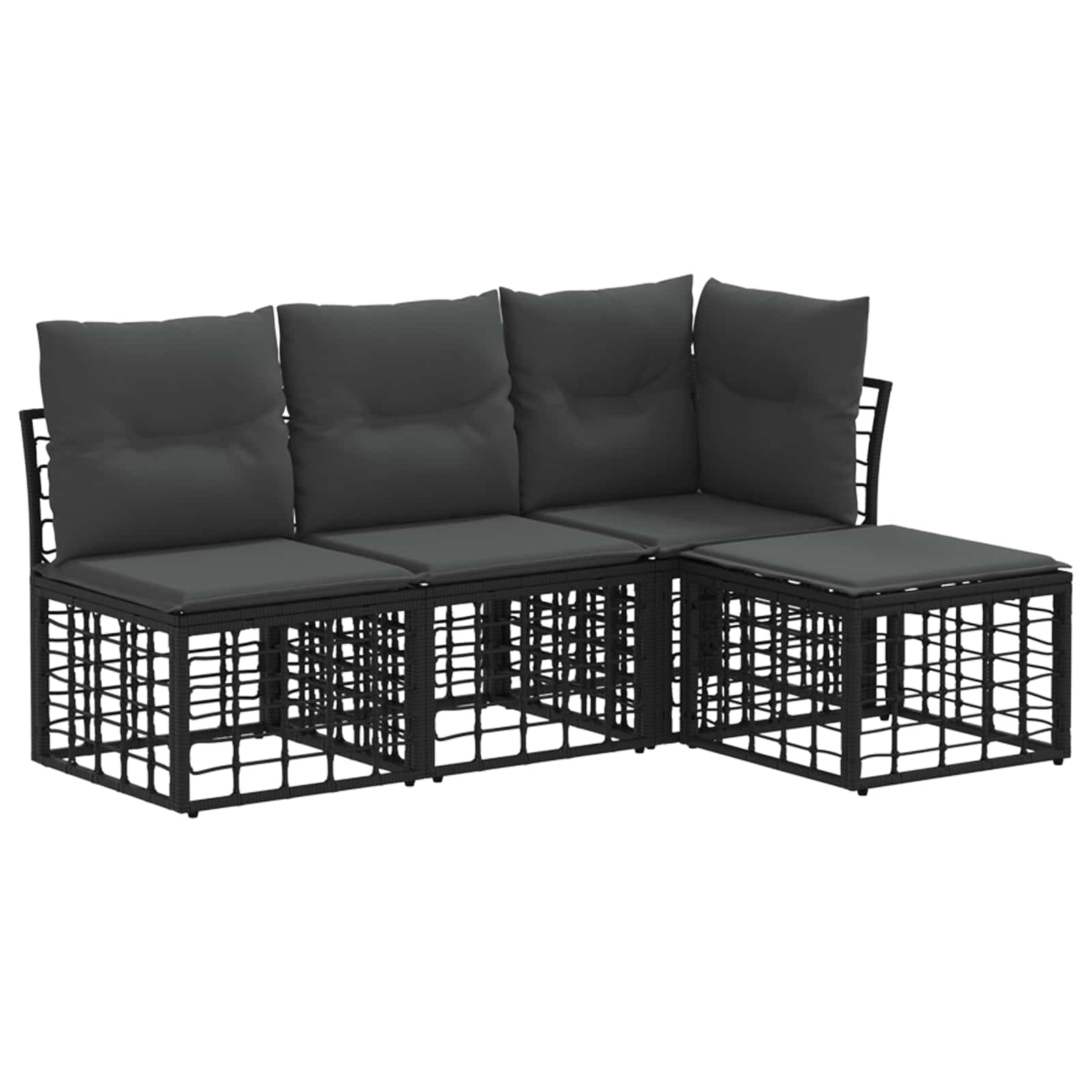 Conjunto de sofás de exterior Negro Poliéster