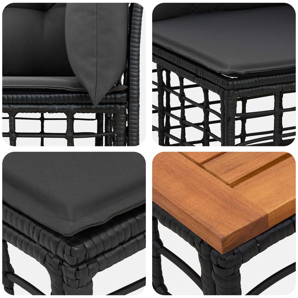 Conjunto de sofás de exterior 5 pcs Negro y Gris oscuro