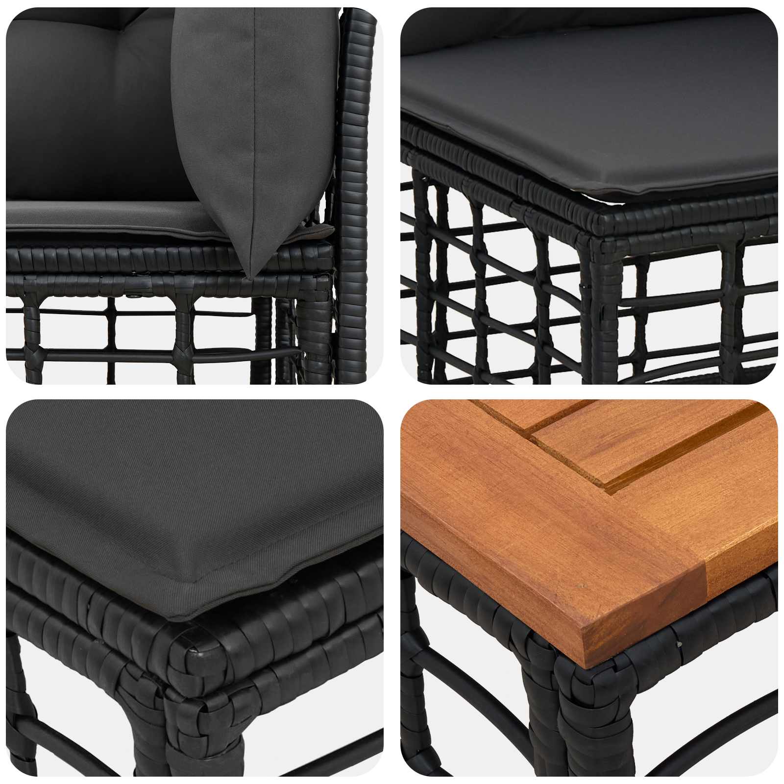 Conjunto de sofás de exterior 5 pcs Negro y Gris oscuro