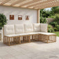 Conjunto de sofás de exterior 6 pcs Natural y Crema Poliéster