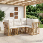 Conjunto de sofá de jardín con cojín 8 pcs Marrón Poliratán