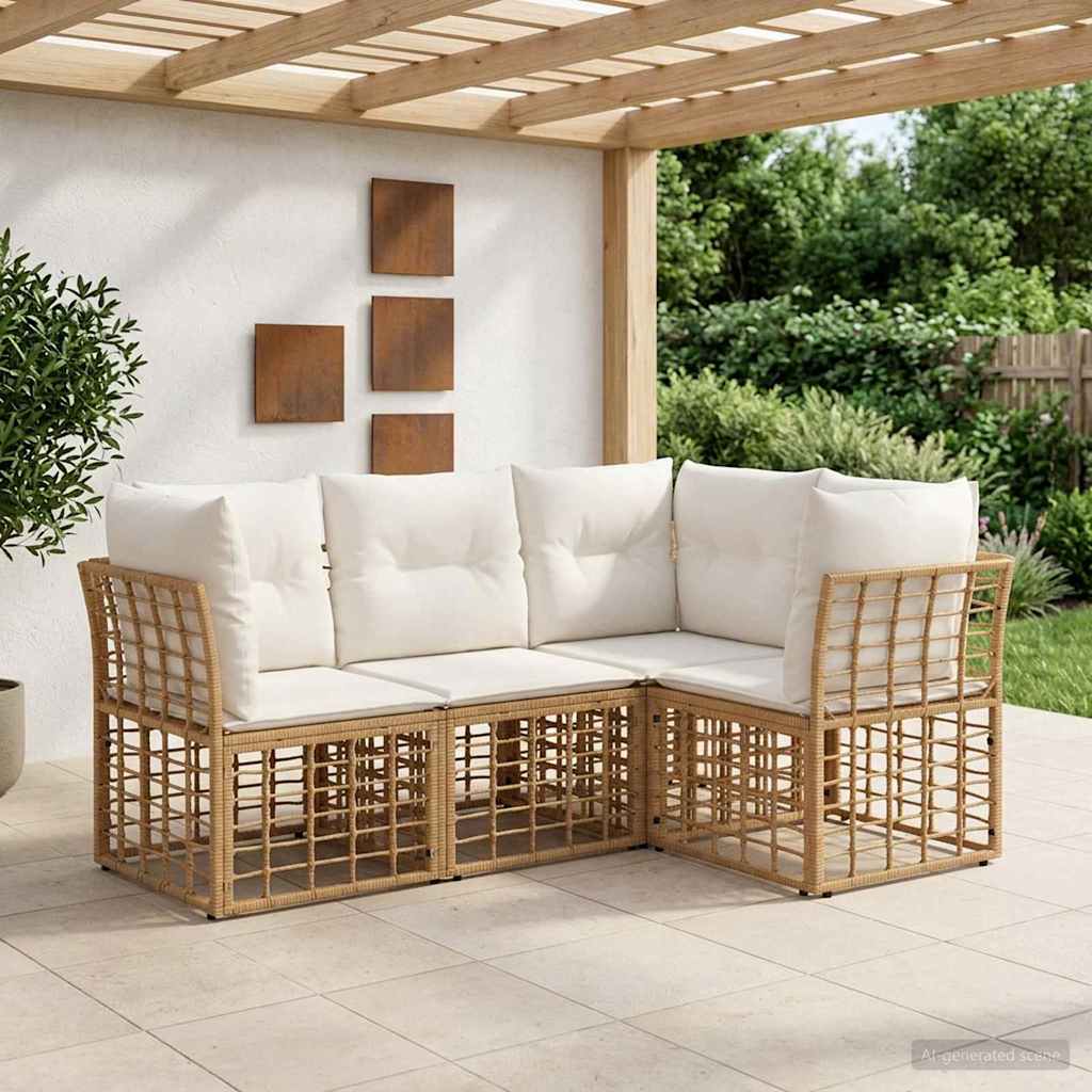 Conjunto de sofá de jardín con cojín 8 pcs Marrón Poliratán