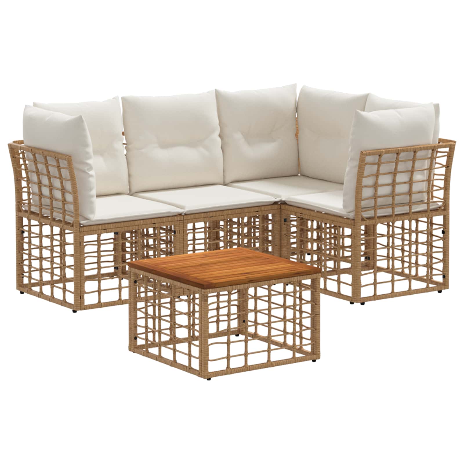 Conjunto de sofá de jardín con cojín 8 pcs Marrón Poliratán