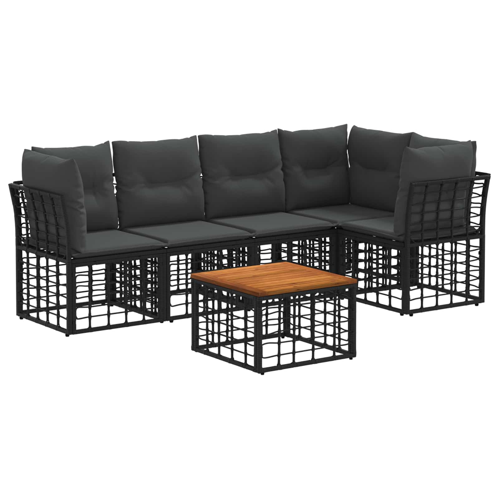 Conjunto de Sofás de Exterior 6 Peças Natural e Creme Poliéster