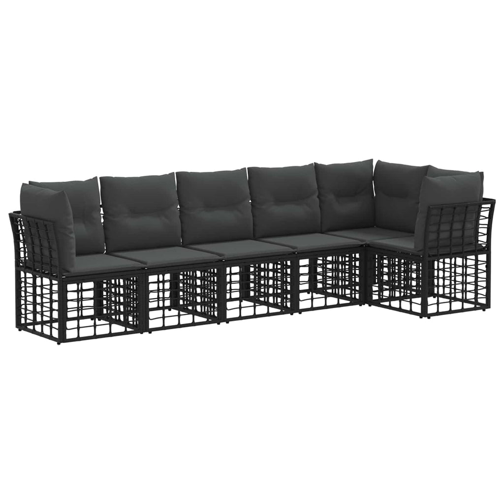 Conjunto de sofás de jardín 6 pcs Negro ratán sintético