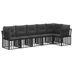Conjunto de sofás de jardín 6 pcs Negro ratán sintético