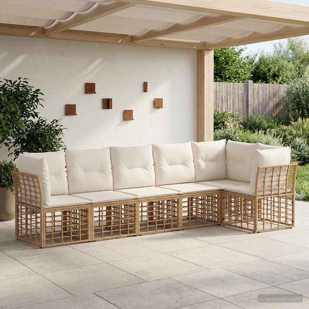 Conjunto de sofás de jardín 7 pcs Negro y Gris oscuro