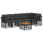 Conjunto de sofás de jardín 7 pcs Negro y Gris oscuro