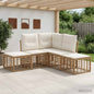 Conjunto de Sofás de Exterior 6 pçs Natural e Creme Poliéster