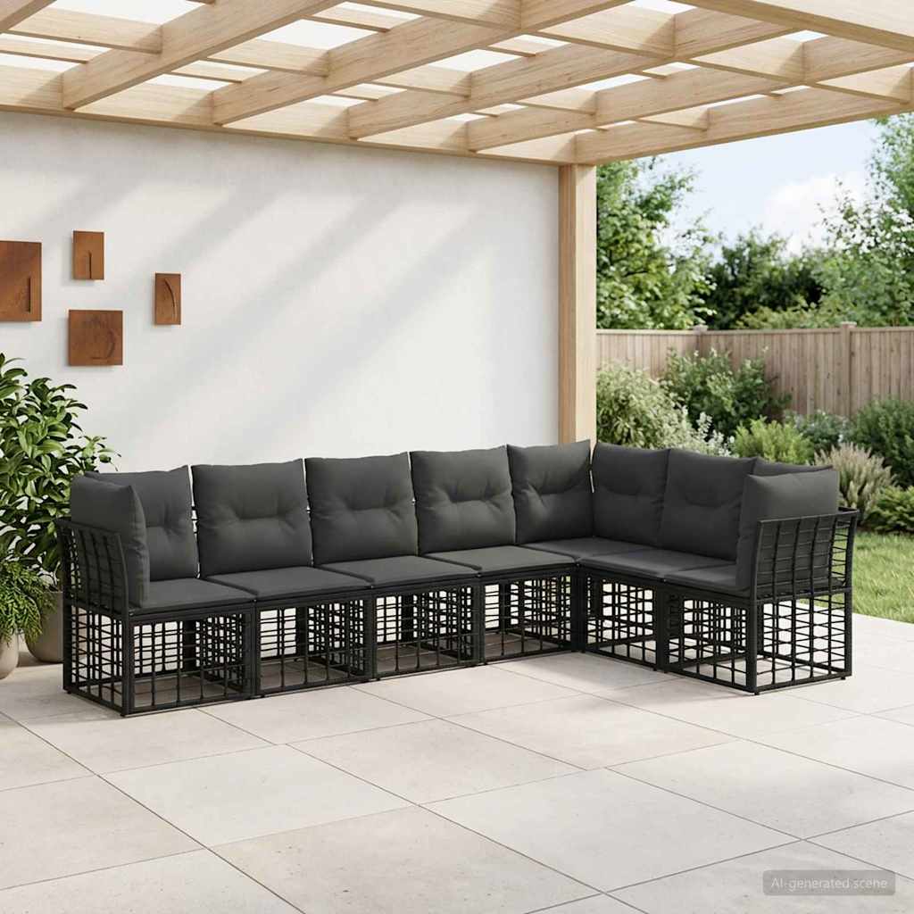 Conjunto de sofás de exterior 8 pcs Natural y Crema Poliéster
