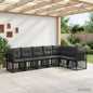 Conjunto de sofás de exterior 8 pçs Natural e Creme Poliéster