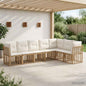 Conjunto de sofás de exterior 8 pçs Natural e Creme Poliéster
