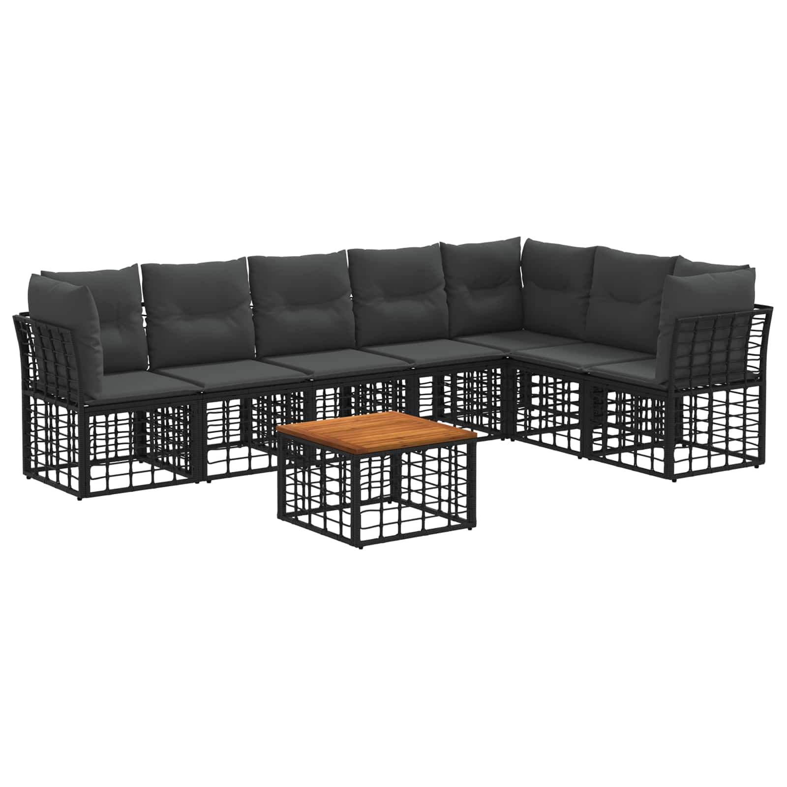 Conjunto de sofás de exterior 8 pcs Natural y Crema Poliéster