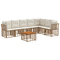 Conjunto de sofás de exterior 8 pçs Natural e Creme Poliéster