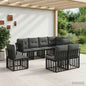 9 Piece Outdoor Sofa Set Natural and Cream Polyester