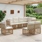 9 Piece Outdoor Sofa Set Natural and Cream Polyester