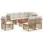9 Piece Outdoor Sofa Set Natural and Cream Polyester