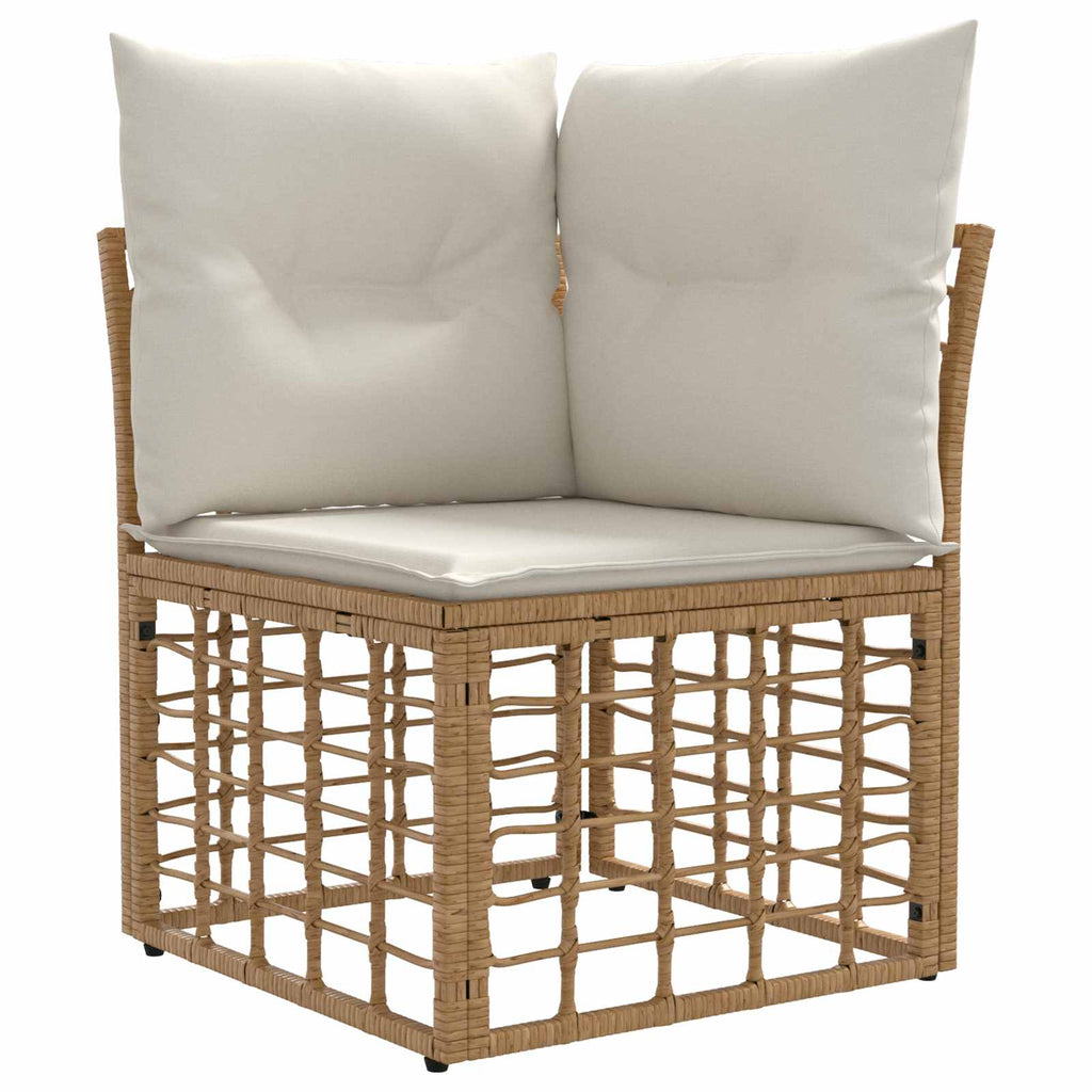 Conjunto de sofás de exterior 9 pcs Natural y Crema Poliéster
