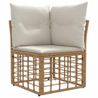 Conjunto de sofás de exterior 9 pcs Natural y Crema Poliéster