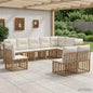 Conjunto de sofás de exterior 11 pcs Natural y Crema Poliéster