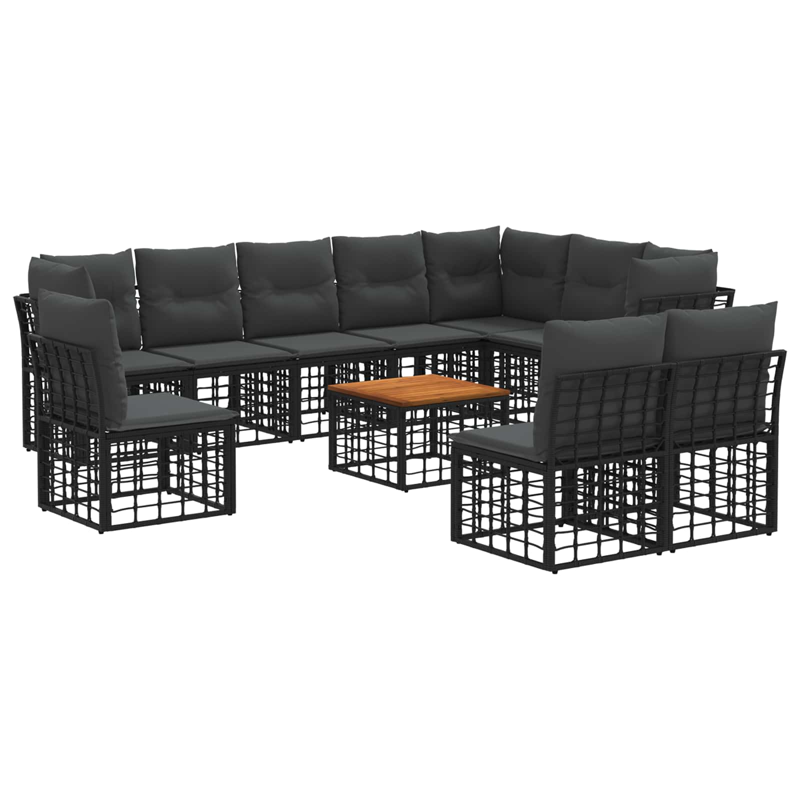 Conjunto de Sofás de Exterior 11 Peças Poliéster Natural e Creme