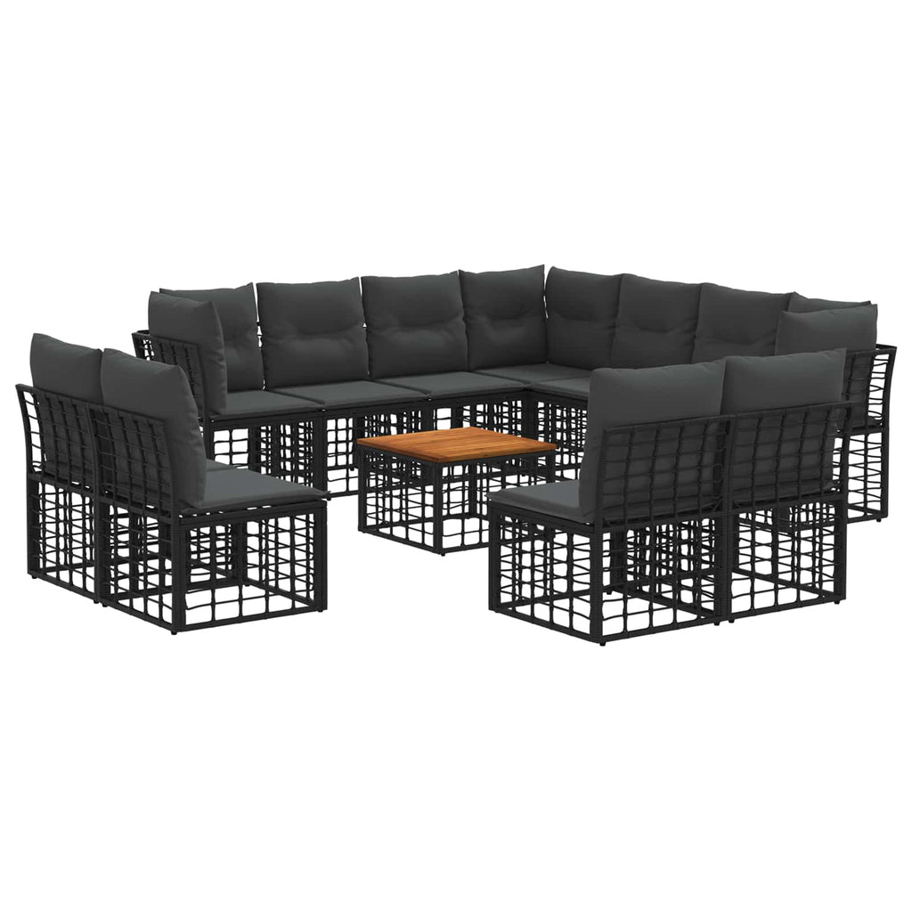 Conjunto de sofás de exterior 11 pcs Natural y Crema Poliéster