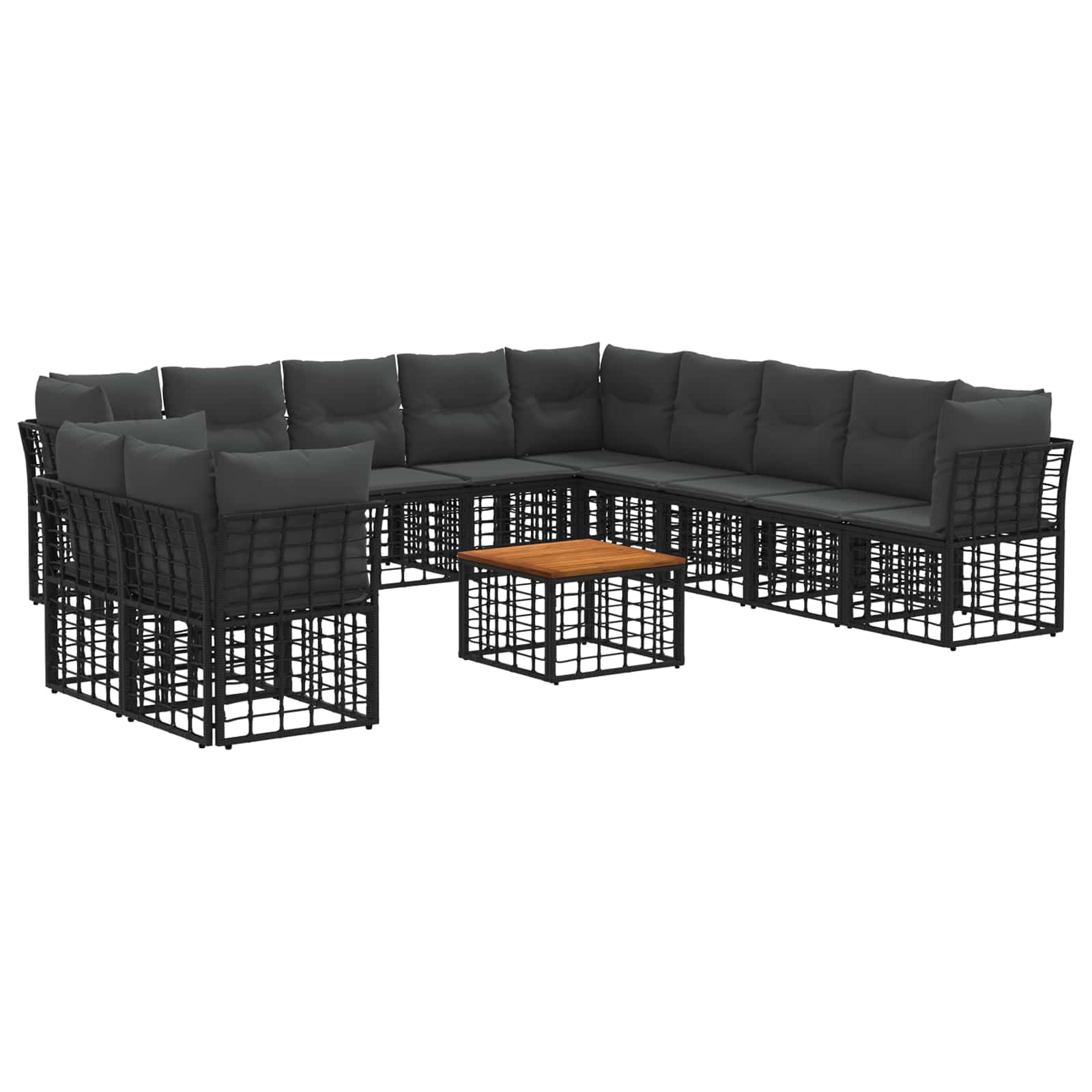 Conjunto de sofás de exterior 12 pcs Natural y Crema Poliéster