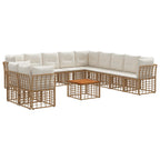 Conjunto de Sofás de Exterior 12 Peças em Poliéster Creme e Natural