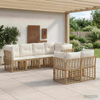 Conjunto de sofás de exterior con cojín 7 pcs Natural Poliéster