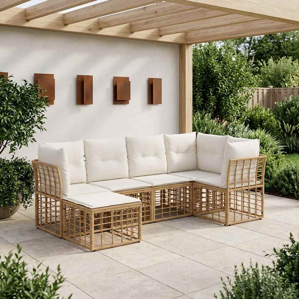 7-piece Outdoor Sofa Set Natural and Cream Polyester