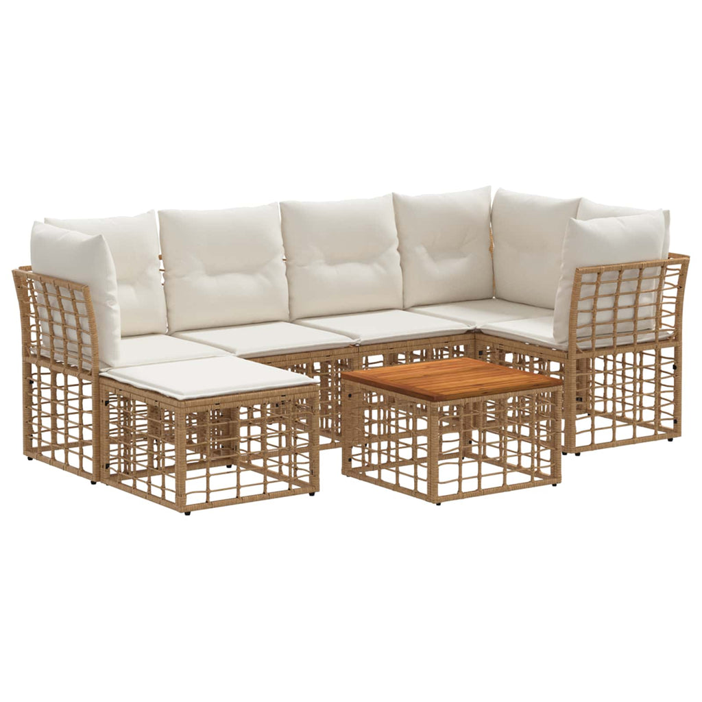 7-piece Outdoor Sofa Set Natural and Cream Polyester