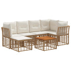 7-piece Outdoor Sofa Set Natural and Cream Polyester
