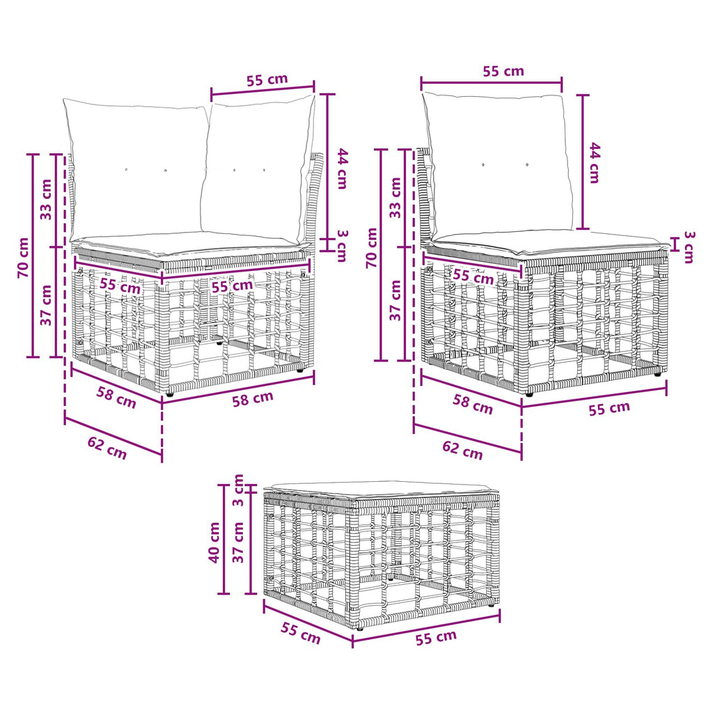 Conjunto de sofás de exterior Natural Poliéster