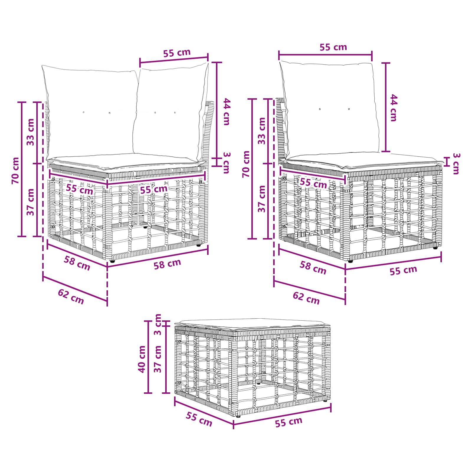 Conjunto de sofás de exterior Natural Poliéster