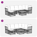 Conjunto de sofás de exterior 8 pcs Natural y Crema Poliéster