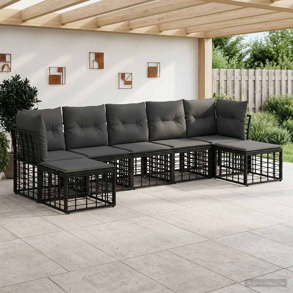 Conjunto de sofás de exterior 8 pcs Natural y Crema Poliéster