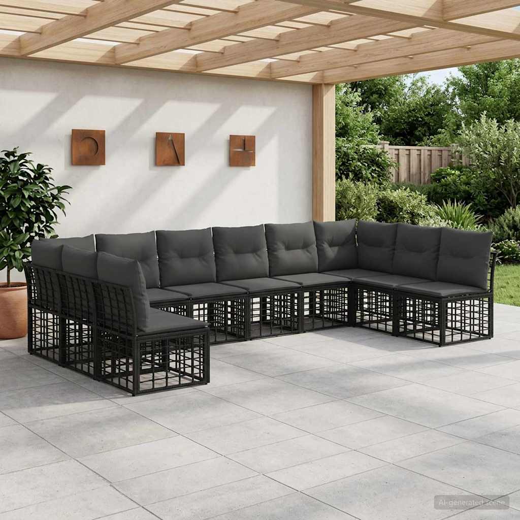Conjunto de sofá de exterior 11 peças Bege e Creme Poliéster