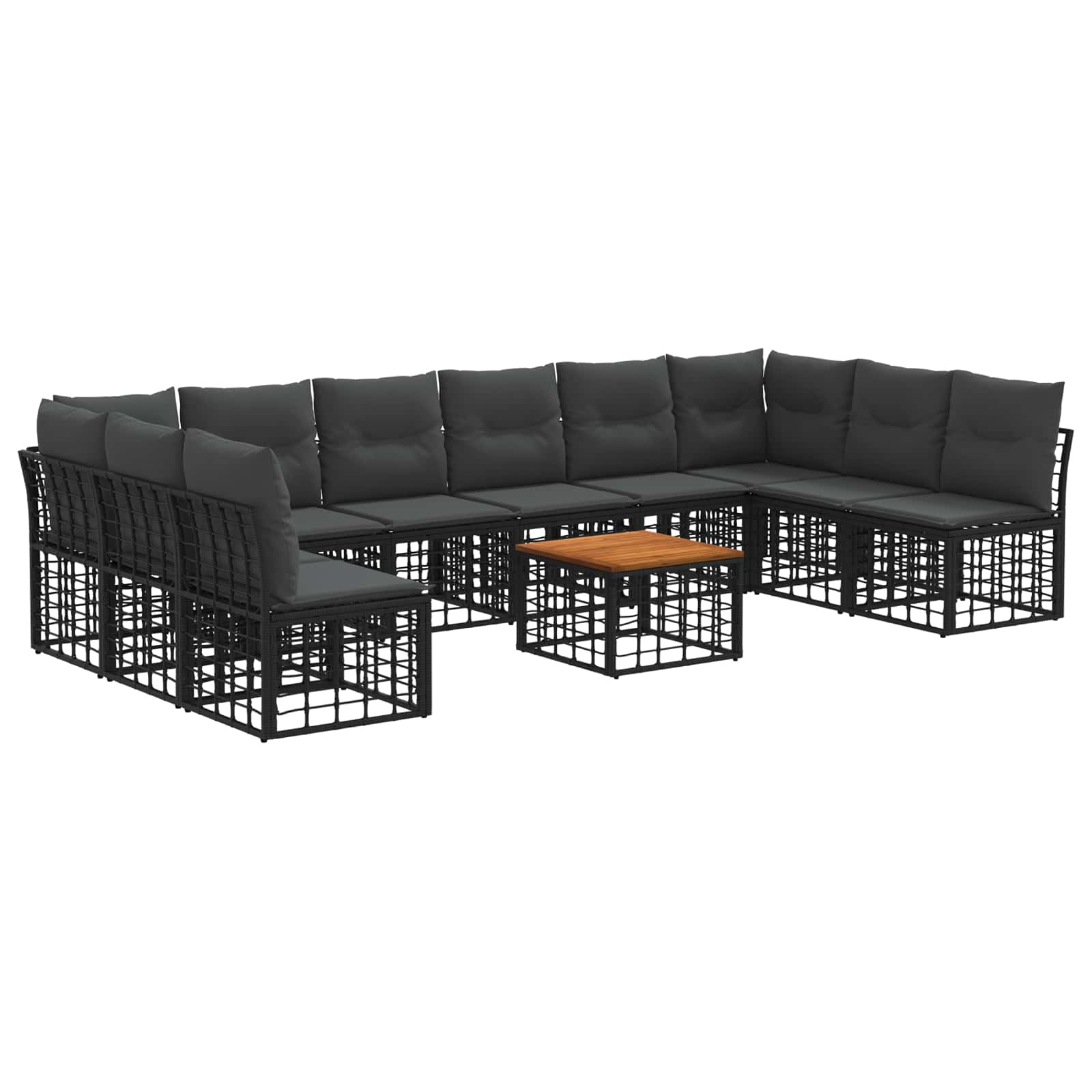 Conjunto de sofá de exterior 11 peças Bege e Creme Poliéster